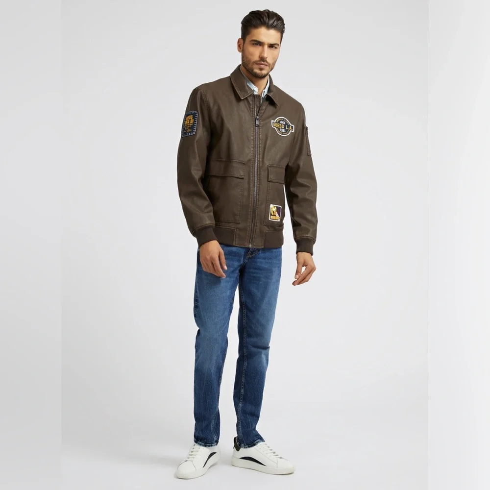 GUESS Men's Dark Brown Bomber Jacket - Picture 14 of 16